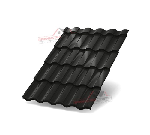 Металлочерепица Монтекристо-0.5, Высота ступеньки-25мм, Длина ступеньки-350мм, PURMAN RAL9005