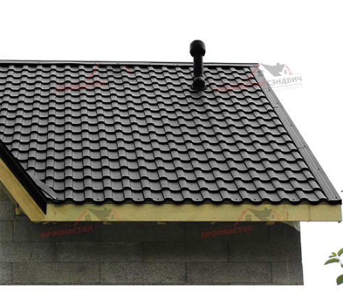 Металлочерепица Монтекристо-0.5, Высота ступеньки-25мм, Длина ступеньки-350мм, PURMAN RAL9005