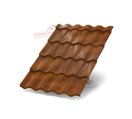 Металлочерепица Монтекристо-0.5, Высота ступеньки-25мм, Длина ступеньки-350мм, Клауди Anticato