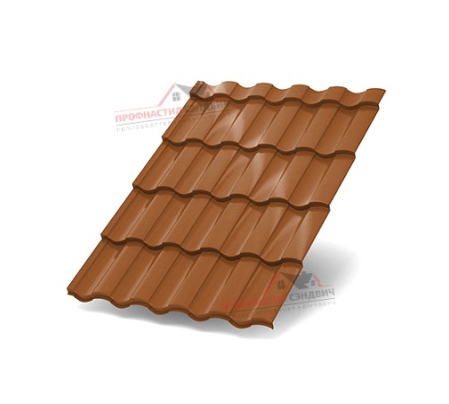 Металлочерепица Монтекристо-0.5, Высота ступеньки-25мм, Длина ступеньки-350мм, PURMAN Argillite