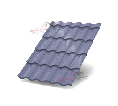 Металлочерепица Монтекристо-0.5, Высота ступеньки-25мм, Длина ступеньки-350мм, PURMAN Galmei