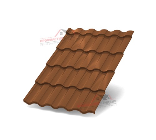 Металлочерепица Монтекристо-0.5, Высота ступеньки-35мм, Длина ступеньки-350мм, Призма Helios