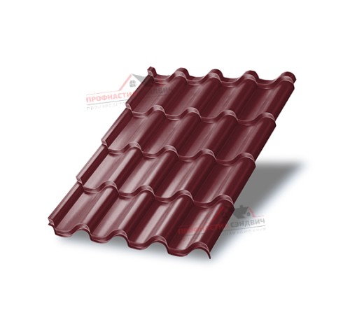 Металлочерепица Монтерроса-0.5, Высота ступеньки-35мм, Длина ступеньки-400мм, Призма RAL3005