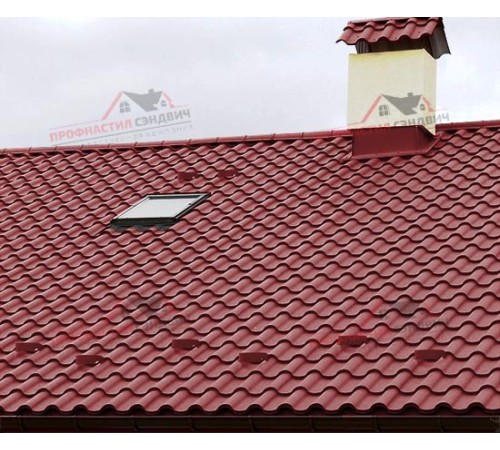 Металлочерепица Монтерроса-0.5, Высота ступеньки-25мм, Длина ступеньки-400мм, PURMAN RAL3011