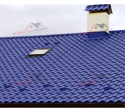 Металлочерепица Монтерроса-0.5, Высота ступеньки-25мм, Длина ступеньки-350мм, Norman RAL5002