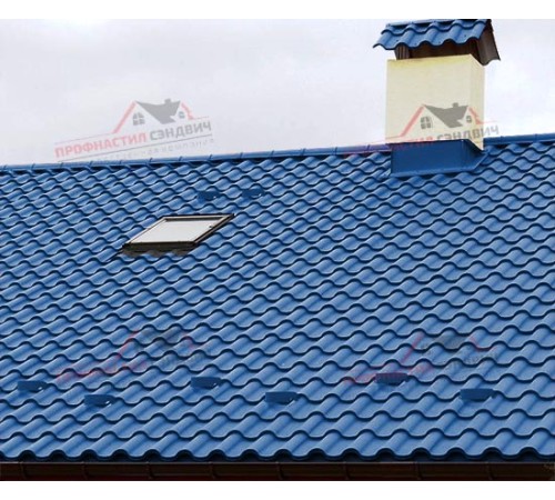 Металлочерепица Монтерроса-0.5, Высота ступеньки-35мм, Длина ступеньки-400мм, Призма RAL5005