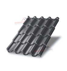 Металлочерепица Монтерроса-0.5, Высота ступеньки-25мм, Длина ступеньки-350мм, Norman RAL7024