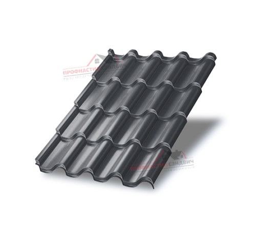 Металлочерепица Монтерроса-0.5, Высота ступеньки-25мм, Длина ступеньки-350мм, Norman RAL7024