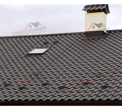 Металлочерепица Монтерроса-0.5, Высота ступеньки-25мм, Длина ступеньки-350мм, PURETAN RR32