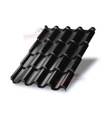 Металлочерепица Монтерроса-0.5, Высота ступеньки-35мм, Длина ступеньки-400мм, Viking E RAL9005