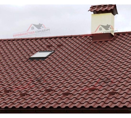 Металлочерепица Монтерроса-0.5, Высота ступеньки-25мм, Длина ступеньки-400мм, PURETAN RR29