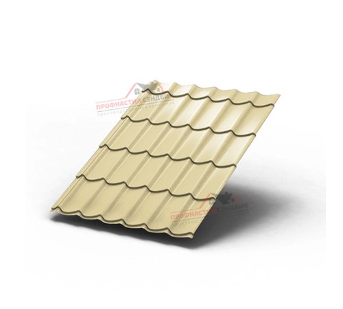 Металлочерепица Монтеррей-0.4, Высота ступеньки-14мм, Длина ступеньки-350мм, Полиэстер RAL1014