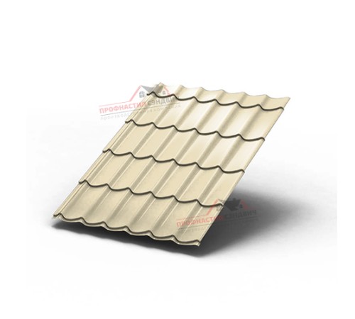 Металлочерепица Монтеррей-0.45, Высота ступеньки-14мм, Длина ступеньки-350мм, Полиэстер RAL1015