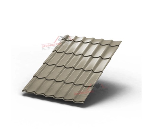 Металлочерепица Монтеррей-0.45, Высота ступеньки-14мм, Длина ступеньки-350мм, Полиэстер RAL1035