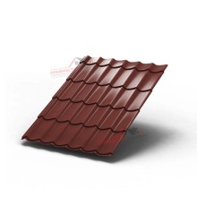 Металлочерепица Монтеррей-0.45, Высота ступеньки-14мм, Длина ступеньки-350мм, Полиэстер RAL3009