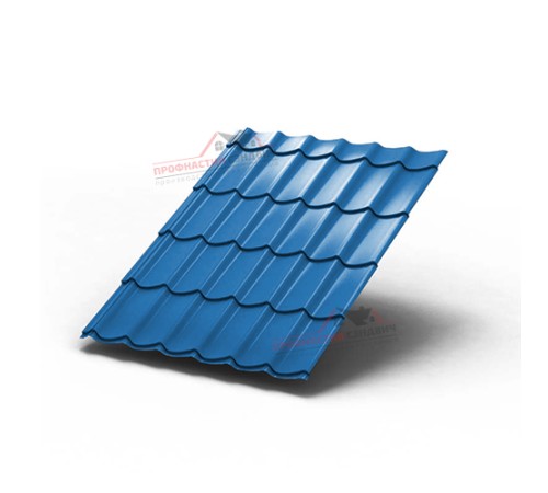 Металлочерепица Монтеррей-0.5, Высота ступеньки-14мм, Длина ступеньки-350мм, Полиэстер RAL5015