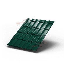 Металлочерепица Монтеррей-0.4, Высота ступеньки-14мм, Длина ступеньки-350мм, Полиэстер RAL6005