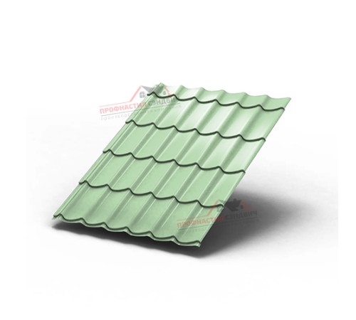 Металлочерепица Монтеррей-0.5, Высота ступеньки-14мм, Длина ступеньки-350мм, Norman RAL6019