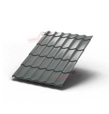 Металлочерепица Монтеррей-0.45, Высота ступеньки-14мм, Длина ступеньки-350мм, Полиэстер RAL7005