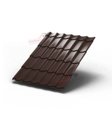 Металлочерепица Монтеррей-0.4, Высота ступеньки-14мм, Длина ступеньки-350мм, Полиэстер RAL8017