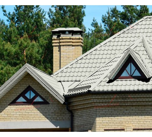 Металлочерепица Монтеррей-0.5, Высота ступеньки-14мм, Длина ступеньки-350мм, Полиэстер RAL9002