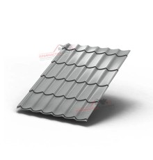 Металлочерепица Монтеррей-0.5, Высота ступеньки-14мм, Длина ступеньки-350мм, Призма RAL9006