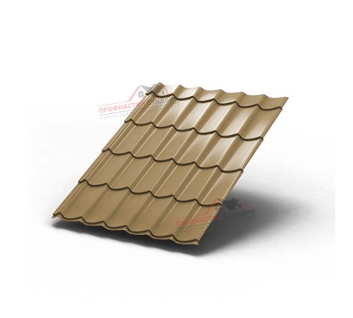Металлочерепица Монтеррей-0.5, Высота ступеньки-14мм, Длина ступеньки-350мм, Призма Ephyra