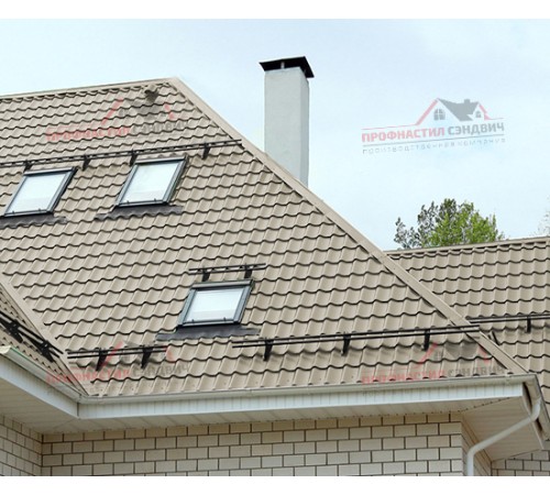 Металлочерепица Супермонтеррей-0.45, Высота ступеньки-21мм, Длина ступеньки-350мм, Полиэстер RAL1035