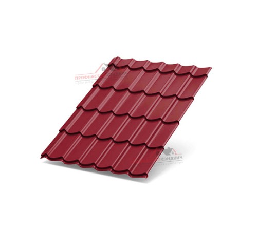 Металлочерепица Супермонтеррей-0.45, Высота ступеньки-21мм, Длина ступеньки-350мм, Полиэстер RAL3003