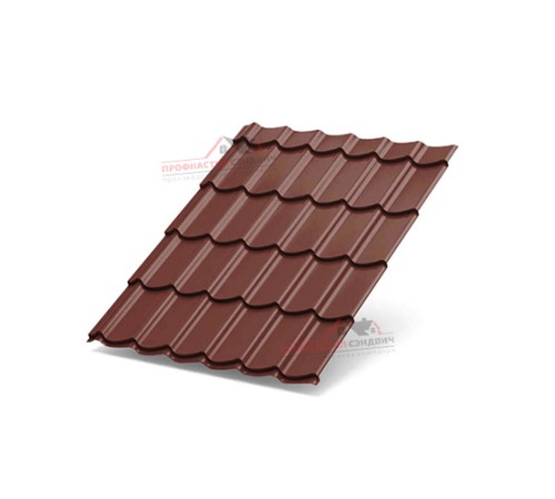 Металлочерепица Супермонтеррей-0.5, Высота ступеньки-21мм, Длина ступеньки-350мм, Полиэстер RAL3009