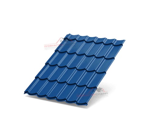 Металлочерепица Супермонтеррей-0.45, Высота ступеньки-21мм, Длина ступеньки-350мм, Полиэстер RAL5005