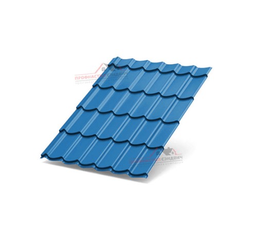 Металлочерепица Супермонтеррей-0.5, Высота ступеньки-21мм, Длина ступеньки-350мм, Полиэстер RAL5015