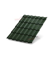 Металлочерепица Супермонтеррей-0.45, Высота ступеньки-21мм, Длина ступеньки-350мм, Viking RAL6007