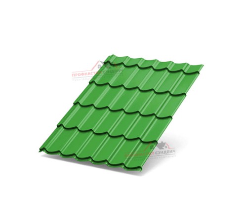 Металлочерепица Супермонтеррей-0.5, Высота ступеньки-21мм, Длина ступеньки-350мм, Norman RAL6018