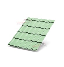 Металлочерепица Супермонтеррей-0.5, Высота ступеньки-21мм, Длина ступеньки-350мм, Norman RAL6019