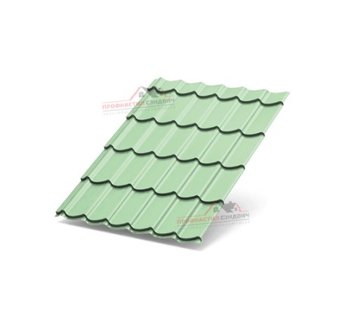 Металлочерепица Супермонтеррей-0.5, Высота ступеньки-21мм, Длина ступеньки-350мм, Norman RAL6019