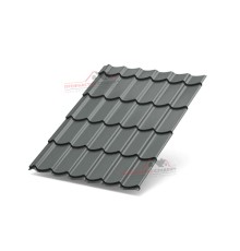 Металлочерепица Супермонтеррей-0.45, Высота ступеньки-21мм, Длина ступеньки-350мм, Полиэстер RAL7005