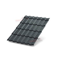 Металлочерепица Супермонтеррей-0.45, Высота ступеньки-21мм, Длина ступеньки-350мм, Viking RAL7024