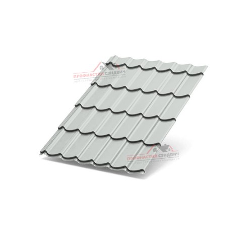 Металлочерепица Супермонтеррей-0.5, Высота ступеньки-21мм, Длина ступеньки-350мм, Полиэстер RAL7035