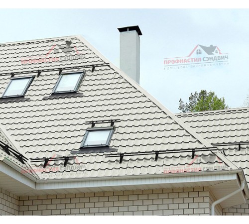 Металлочерепица Супермонтеррей-0.5, Высота ступеньки-21мм, Длина ступеньки-350мм, Norman RAL9002