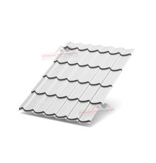 Металлочерепица Супермонтеррей-0.4, Высота ступеньки-21мм, Длина ступеньки-350мм, Полиэстер RAL9003