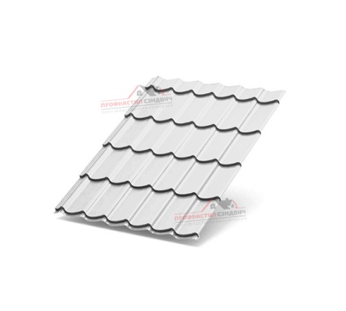 Металлочерепица Супермонтеррей-0.4, Высота ступеньки-21мм, Длина ступеньки-350мм, Полиэстер RAL9003