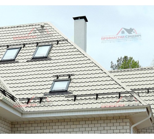 Металлочерепица Супермонтеррей-0.4, Высота ступеньки-21мм, Длина ступеньки-350мм, Полиэстер RAL9003