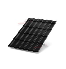 Металлочерепица Супермонтеррей-0.45, Высота ступеньки-21мм, Длина ступеньки-350мм, Viking RAL9005