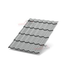 Металлочерепица Супермонтеррей-0.5, Высота ступеньки-21мм, Длина ступеньки-350мм, Norman RAL9006