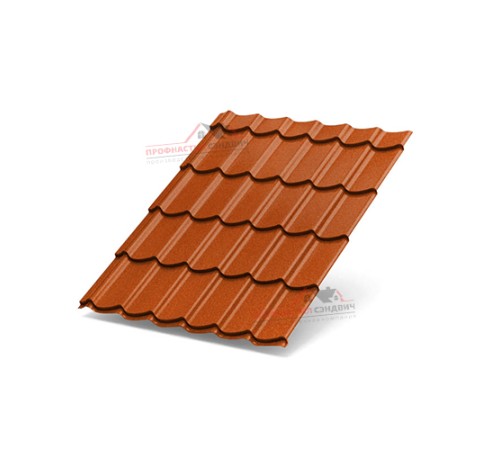 Металлочерепица Супермонтеррей-0.5, Высота ступеньки-21мм, Длина ступеньки-350мм, AGNETA Copper/Copper