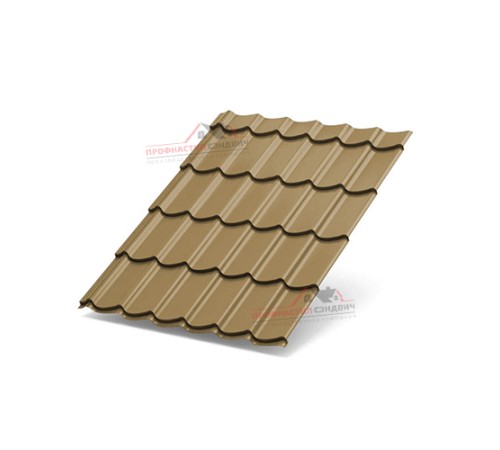 Металлочерепица Супермонтеррей-0.5, Высота ступеньки-21мм, Длина ступеньки-350мм, Призма Ephyra