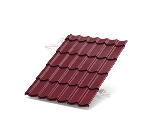 Металлочерепица Супермонтеррей-0.5, Высота ступеньки-21мм, Длина ступеньки-350мм, Пластизол Р363