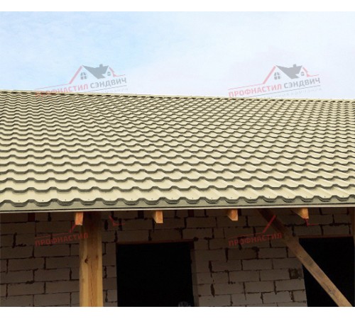 Металлочерепица Трамонтана-0.5, Высота ступеньки-25мм, Длина ступеньки-350мм, Norman RAL1014