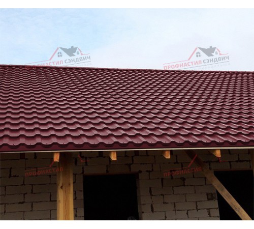 Металлочерепица Трамонтана-0.5, Высота ступеньки-25мм, Длина ступеньки-350мм, Norman RAL3005